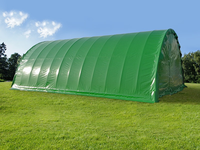 Rundbogenhalle 12,50m x 30,00m x 4,90m – PVC 750 grün/weiss/beige – Top
